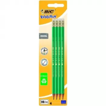 BIC pieštukai EVOLUTION Originali su trintuku, HB, rinkinys 4 vnt. 049012