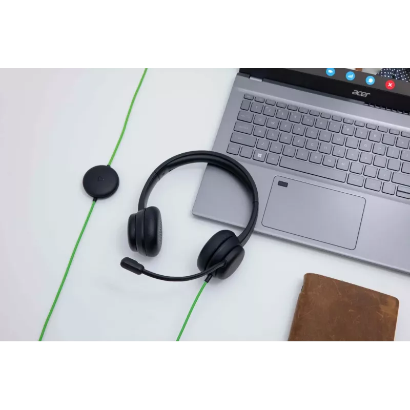 Laidinė konferencijų ausinių ausinė Acer GP.HDS11.01N — antausinės, 2 m laidas, 20–20000 Hz, 160 g, juoda