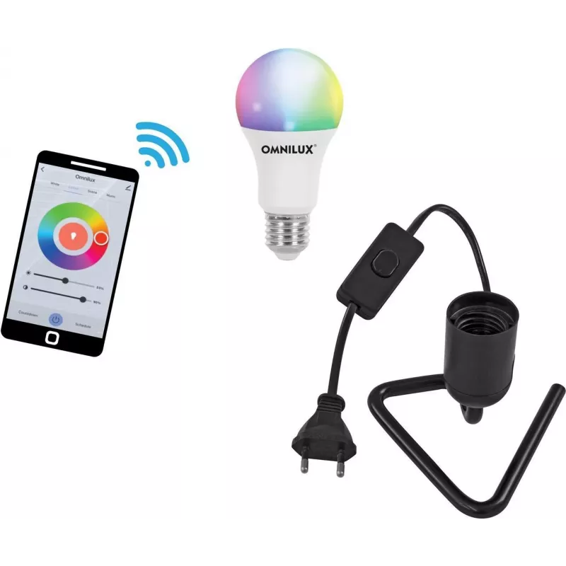 LED lemputė EUROLITE E27 RGB WW CW WiFi, trikampio formos cokolis, juoda