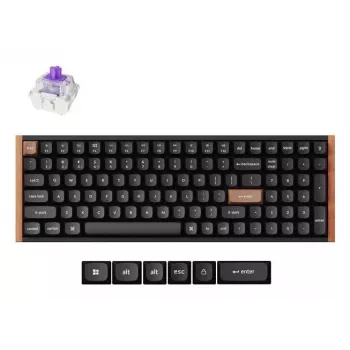 Mechaninė magnetinė klaviatūra Keychron K4H-F1 — 96 % formato, QWERTY, USB + belaidis RF + Bluetooth, 100 klavišų, RGB, juoda