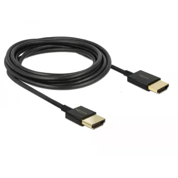 DeLOCK Slim High Quality - HDMI mit Ethernetkabel - HDMI (M) bis HDMI (M) - 25cm - Dreifachisolierung - Schwarz - 4K Unterstützung (85117)
