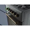 Dujinė-elektrinė viryklė MPM MPM-56-KRM-13, 4 kaitvietės, elektrinė orkaitė 58 l, mechaninės rankenėlės, juoda