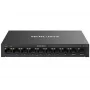 Tinklo komutatorius MERCUSYS MS110CMP — 8 prievadų PoE, 10 Gigabit RJ‑45 prievadų iš viso, 115 W PoE biudžetas, stalinis/sieninis, juodas