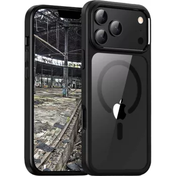 Telefono dėklas JT Berlin BackCase Pankow Hybrid MagSafe, skirtas Apple iPhone 17 Pro – juodas permatomas
