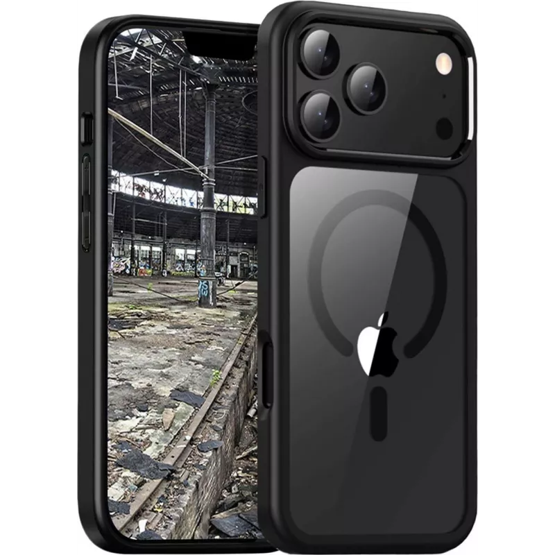 Telefono dėklas JT Berlin BackCase Pankow Hybrid MagSafe, skirtas Apple iPhone 17 Pro – juodas permatomas
