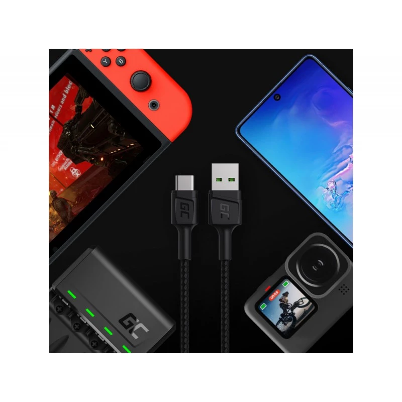 USB kabelis Green Cell KABGC22 USB 2.0 1,2 m USB A USB C Juodas