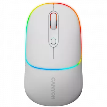 Canyon MW-22 CNS-CMSW22SW pelė – 2 viename Bluetooth/2,4 GHz – optinė – 800/1200/1600 DPI – 4 mygtukai – RGB apšvietimas – įkraunama – sniego balta