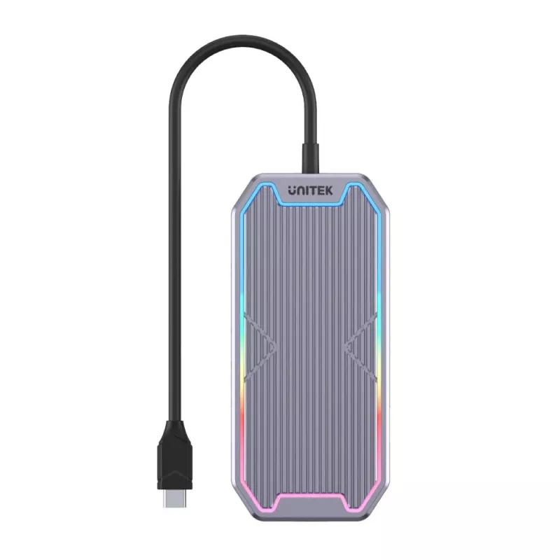 USB šakotuvas Unitek uHUB S7+ — laidinis USB 3.2 Gen 2 Type-C, 100 W PD, Gigabit Ethernet, 4K palaikymas, Space Pilka