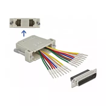 D-Sub 25 kontaktų užspaudžiamas kištukas į 2 x RJ45 lizdą DeLOCK 66833
