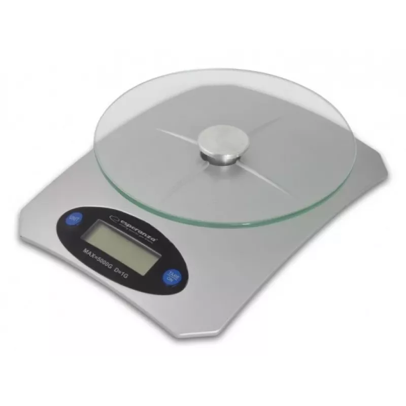 Elektroninė virtuvinė svarstyklė ESPERANZA Avocado Pilka — 5 kg talpa, bambukinė platforma, g/lb/oz vienetai