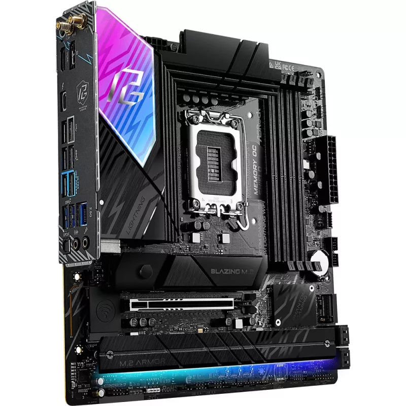 Pagrindinė plokštė ASRock B860M Lightning WiFi — Intel B860, LGA1851, microATX, DDR5, 4 DIMM, Wi‑Fi 6E, 2.5Gb LAN, Thunderbolt 4