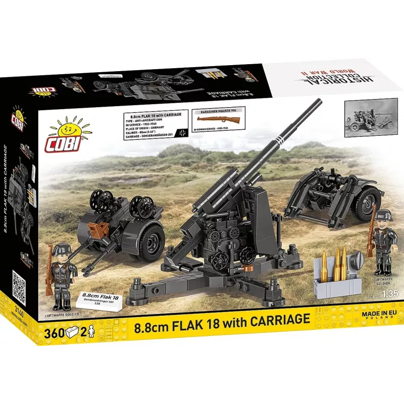 Konstruktorius Cobi Building Blocks 8.8 cm Flak su priekaba — 360 dalių