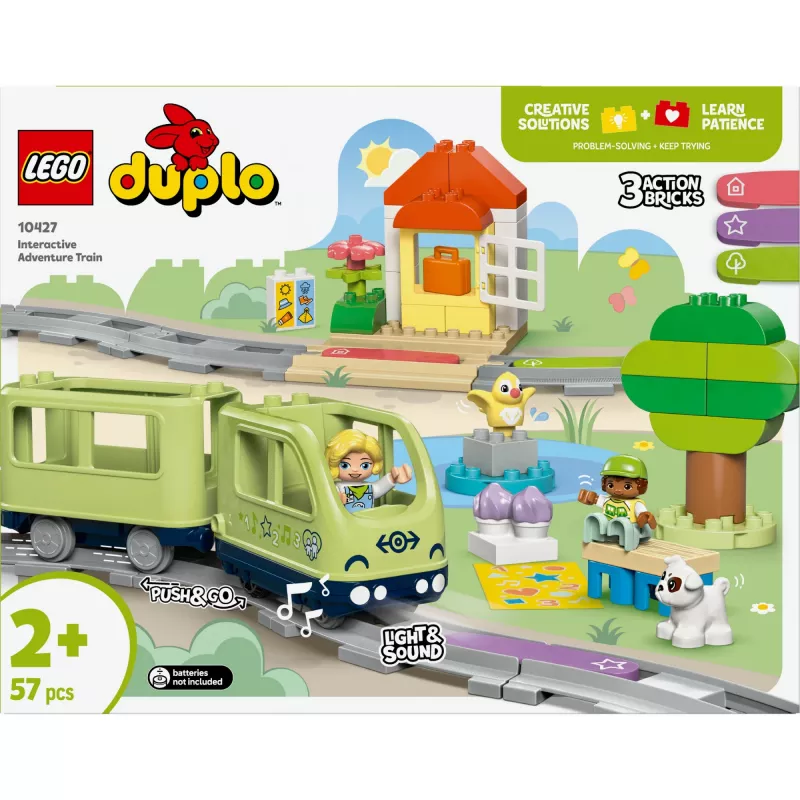 Žaislinis traukinio rinkinys LEGO DUPLO Interactive Adventure Railway 10427, 57 dalys, 2 minifigūrėlės, nuo 2 metų