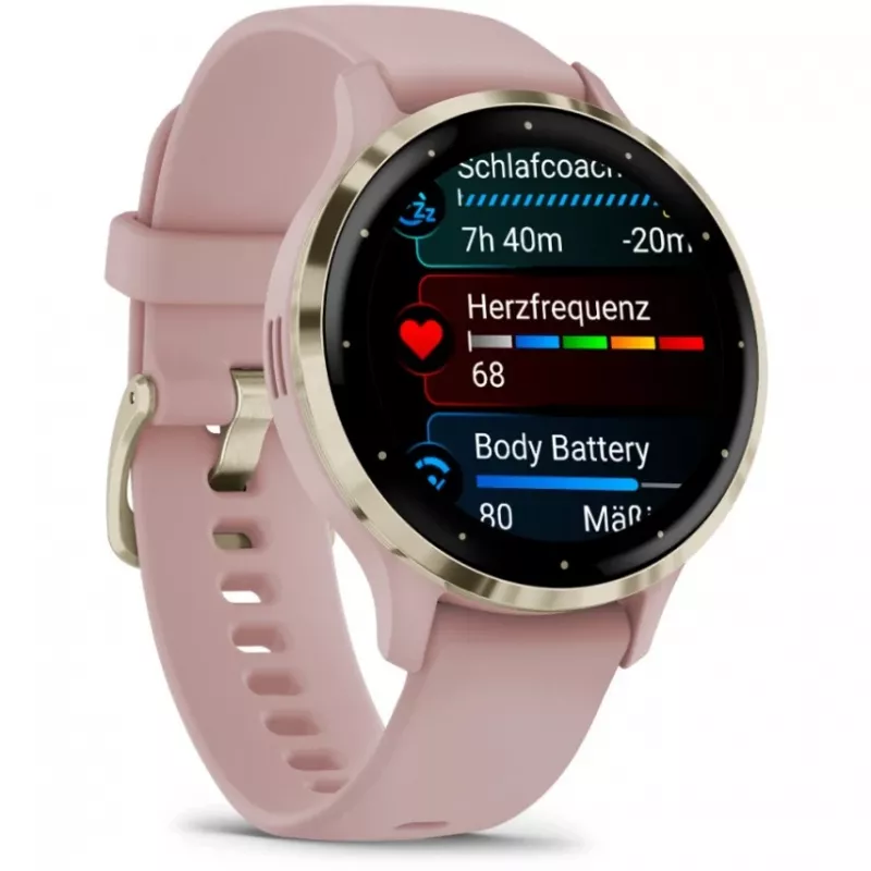 Garmin Venu 3S 3,05 cm (1,2) AMOLED 41 mm Skaitmeninis 390 x 390 pikselių Liečiamas ekranas Auksinė, Rožinė Wi-Fi GPS (palydovas)