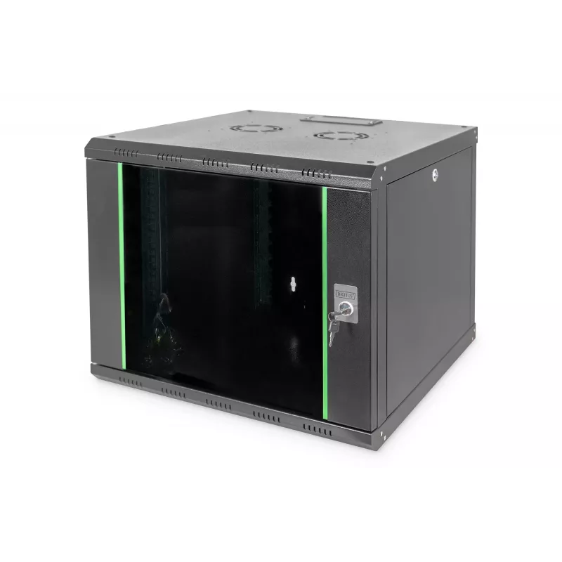 DIGITUS Professional Unique DN-19 09U-6/6-SW - spinta - tinklo spinta - tinkama montuoti ant sienos - juoda, RAL 9005 - 9U - 48,3 cm (19) (DN-19 09U-6/6-SW)