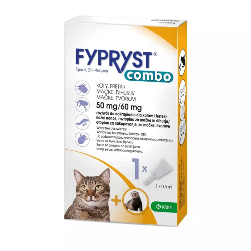 FYPRYST Combo 50/60mg - lašai nuo blusų ir erkių katėms – 1x0,5ml
