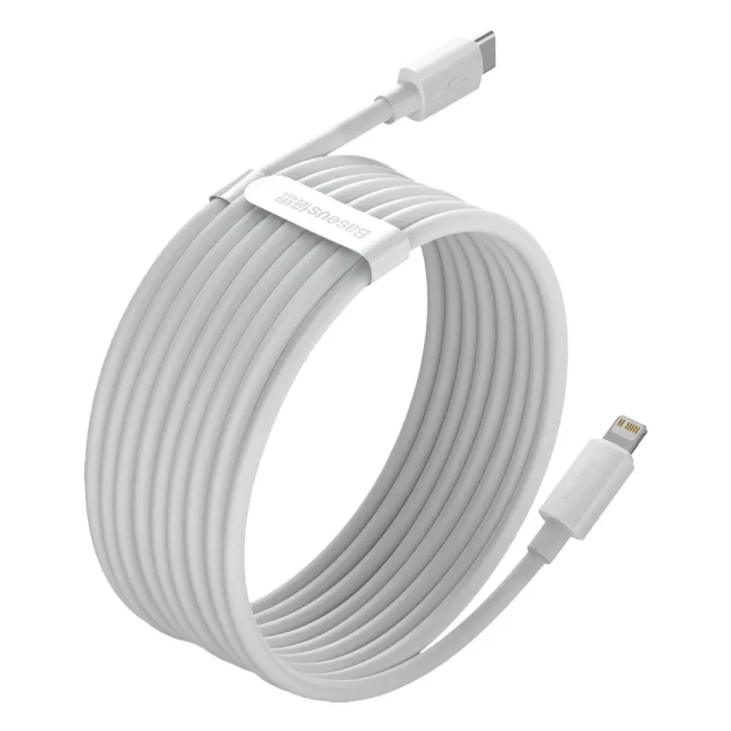 Baseus Simple Wisdom duomenų laido rinkinys USB-C į Lightning PD 20W (2 vnt./rinkinys) 1,5 m, baltas