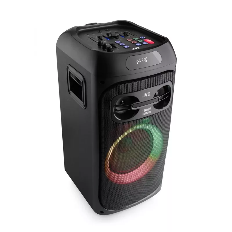 Vakarėlių garsiakalbis JVC XS-EP514B — stereo nešiojamas garsiakalbis, 150W RMS, Bluetooth 5.0, TWS, 4000mAh baterija, karaokė, FM, juodas