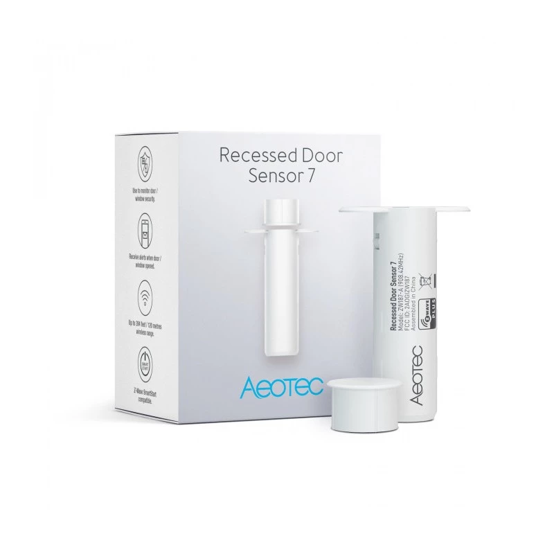 Įleidžiamas durų jutiklis AEOTEC Recessed Door Sensor 7 Z-Wave Plus V2 baltas — įleidžiamas kontaktinis jutiklis durims/rėmams
