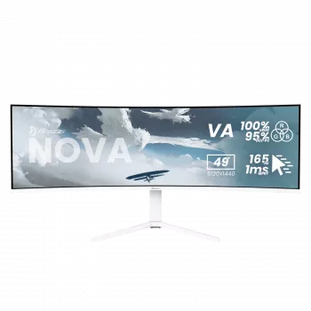 Lenktas monitorius Arozzi Nova 49 colių (124,5 cm) Dual QHD 5120×1440 LED VA, 32:9, 4 ms, USB šakotuvas, garsiakalbiai, baltas