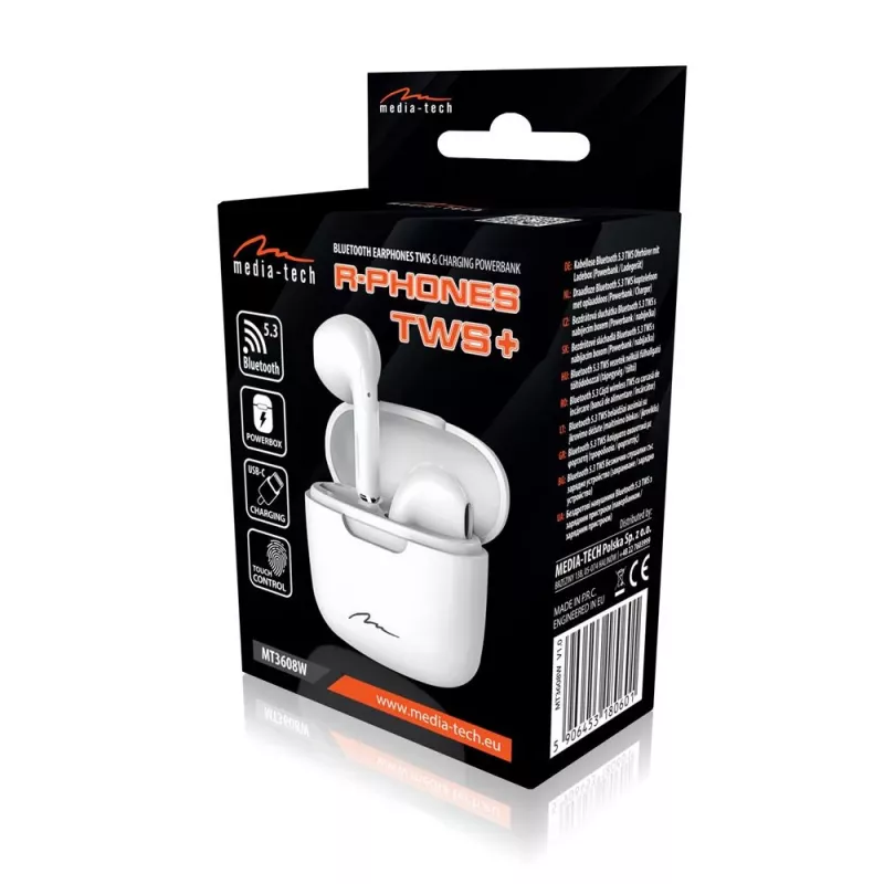 Ausinės Media-Tech MT3608W R-Phones TWS+ baltos