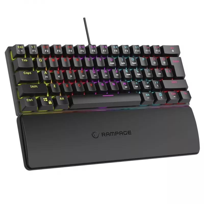 Mechaninė klaviatūra RAMPAGE PLOWER K60 su mėlynais jungikliais ir RGB apšvietimu