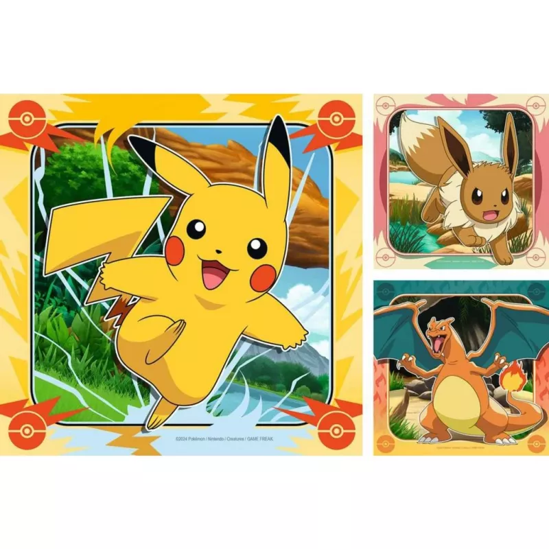Dėlionė Ravensburger Pikachu, Charizard and Eevee — 147 dalys, nuo 5 metų, 210×? mm