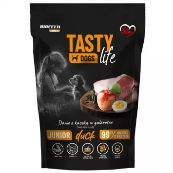 BIOFEED Tasty Dogs Life Junior Duck - šlapias šunų maistas - 150g
