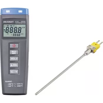 VOLTCRAFT K102 + TP 200 temperatūros matavimo prietaisas -200 iki +1370 °C K tipo zondas
