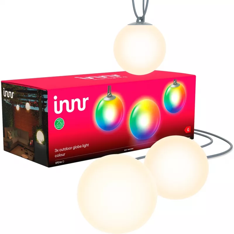 Lauko išmanusis rutulinis šviestuvas spalvotas 3 vnt., LED lemputė pakeičia 33 vatų