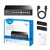 Tinklo jungiklis Cudy GS1016 — 16 prievadų Gigabit Ethernet (10/100/1000), 32 Gbit/s perjungimas, montuojamas į stelažą, maitinamas kintamąja srove