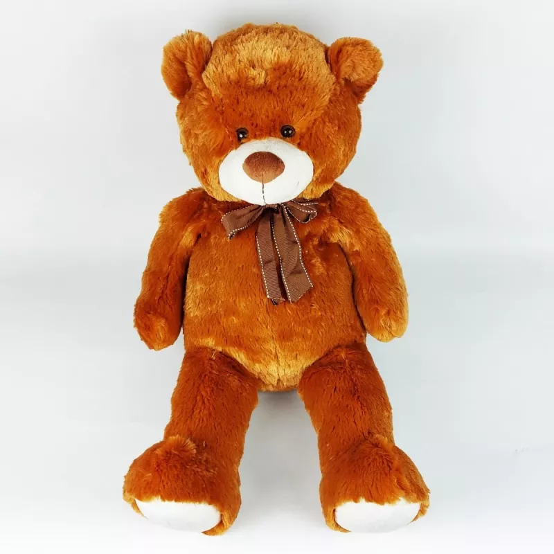 Mascot pliušinis meškiukas su kaspinu 70 cm rudas