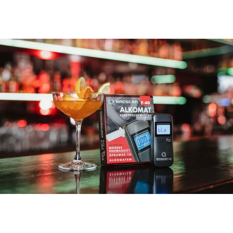 Alkotesteris BACscan F-40, bekontaktis, BAC 0–4%, 1% tikslumas, 20 s įšilimo laikas, LCD, baterija AAA×2
