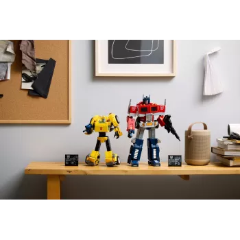 LEGO Icons Transformers Bumblebee veiksmo figūrėlės konstravimo rinkinys, kolekcionuojamas robotų modelio rinkinys suaugusiesiems, konvertuojamas į transporto priemonės režimą, dovana vyrams
