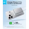 Išorinė baterija Anker A1638 10000 mAh, 45 W bendra galia, balta, įmontuotas ištraukiamas USB-C laidas