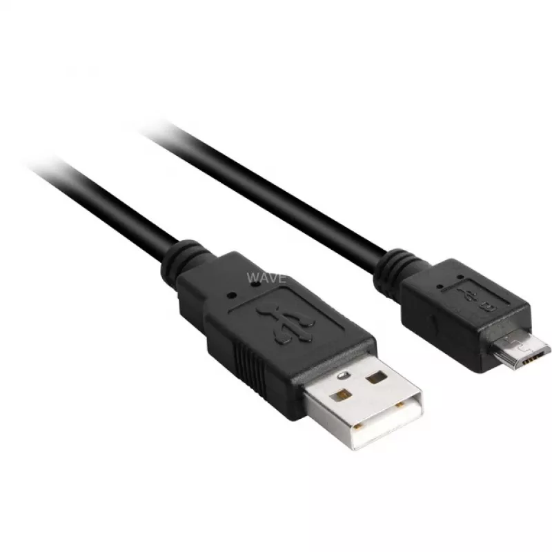 USB 2.0 laidas, USB-A kištukas > Micro-USB kištukas (juodas, 3,0 metro)