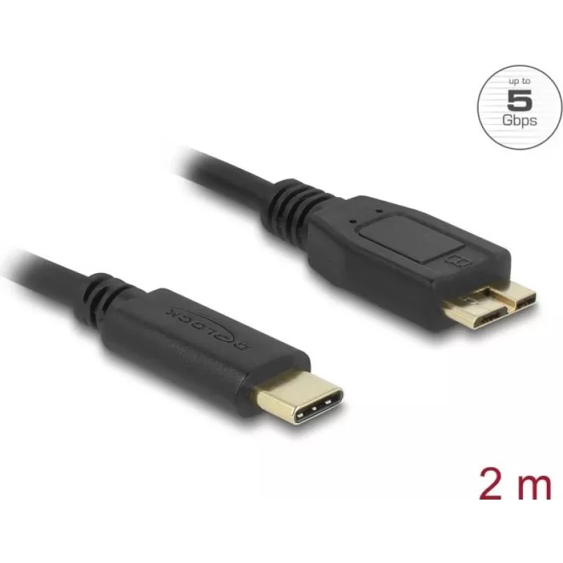 DeLOCK USB kabelis USB 3.2 Gen 1 2m USB C Micro-USB B juodas