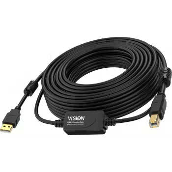 USB laidas Vision TC 10MUSB+/BL/2 USB 2.0 10m USB A USB B Juodas