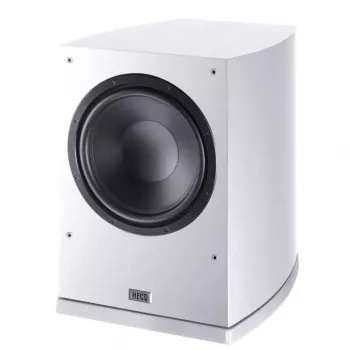 Subwoofer Heco Victa Elite SUB 252 A – kompaktiškas aktyvus žemų dažnių garsiakalbis, balta apdaila