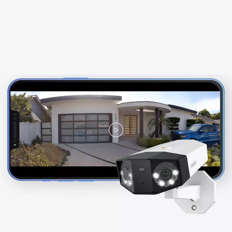 IP stebėjimo kamera Reolink DUO Series P750 lauko sieninė 16 MP 7680×2160 CMOS 1/2,7 colio 2,8 mm 180°×55° PoE IP67 įmontuotas šviesos diodas, mikrofonas, garsiakalbis
