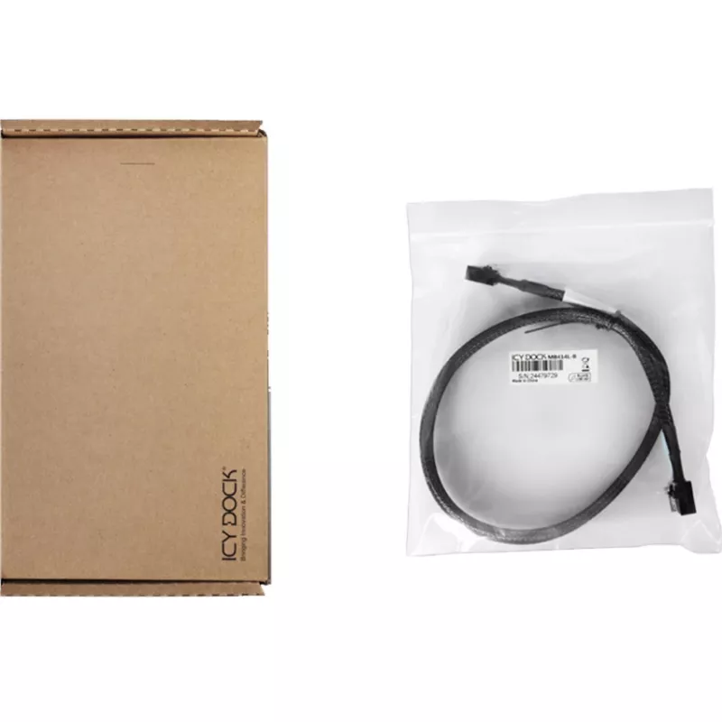 ICY DOCK MB414L-B MCIO 4i SFF-TA-1016 į MCIO 4i SFF-TA-1016 kabelis, 0.5 m