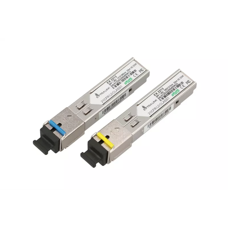 Extralink SFP WDM modulis SFP 1.25G 1,25 Gbps, 1310/1550 nm, vienmodis, 20 km, SC, DOM, pora