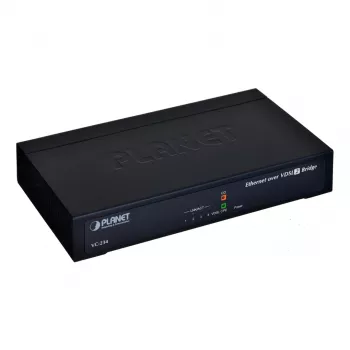 Tinklo tiltas PLANET VC-234 valdomas 4 prievadų Fast Ethernet (10/100) montuojamas į stovą 1U, nuolatinės srovės įvestis, 0,8 Gbit/s komutavimo pajėgumas