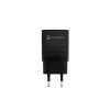 NATEC laidinis mobiliųjų įrenginių įkroviklis NUC-2141, 30W, USB-C PD 3.0 + USB-A QC 3.0, 110–240V, juodas