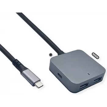 VALUE USB stotelė 12.99.1126 — USB 3.2 Gen 2 (Type-C priegloba) 4 prievadai (2×A + 2×C) 10000 Mbit/s, juoda