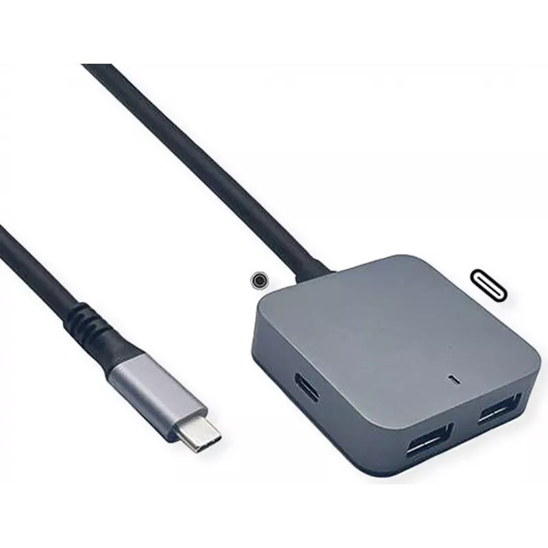 VALUE USB stotelė 12.99.1126 — USB 3.2 Gen 2 (Type-C priegloba) 4 prievadai (2×A + 2×C) 10000 Mbit/s, juoda