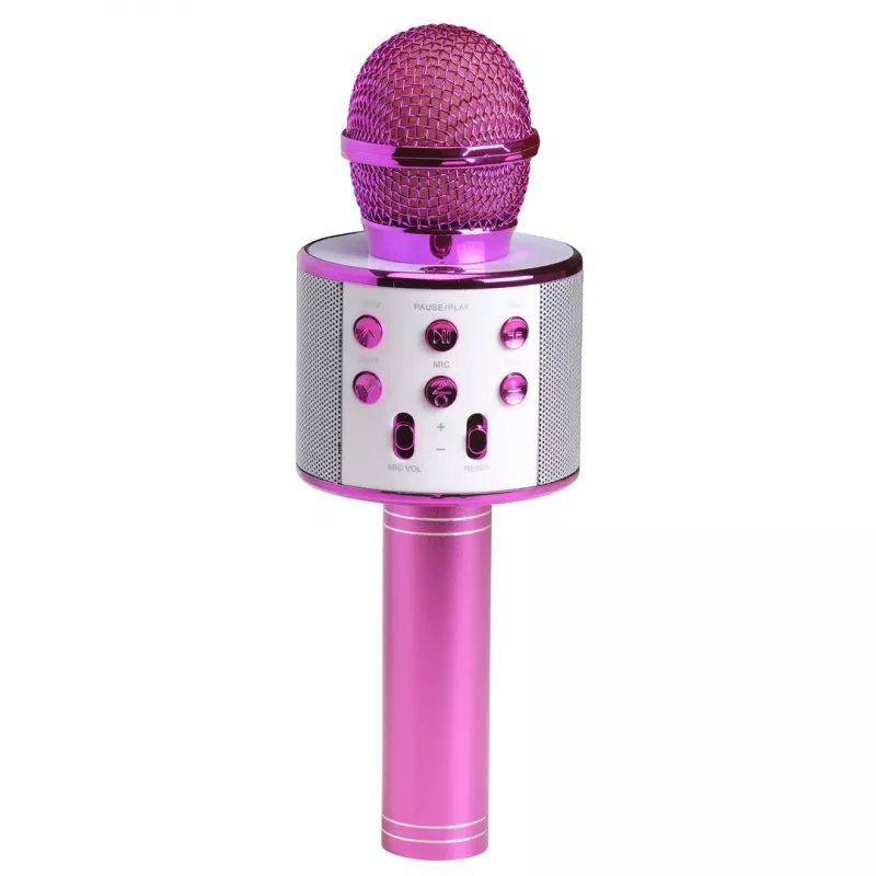 Karaokės mikrofonas Denver KMS-20P rožinis laidinis belaidis Bluetooth 3,5 mm