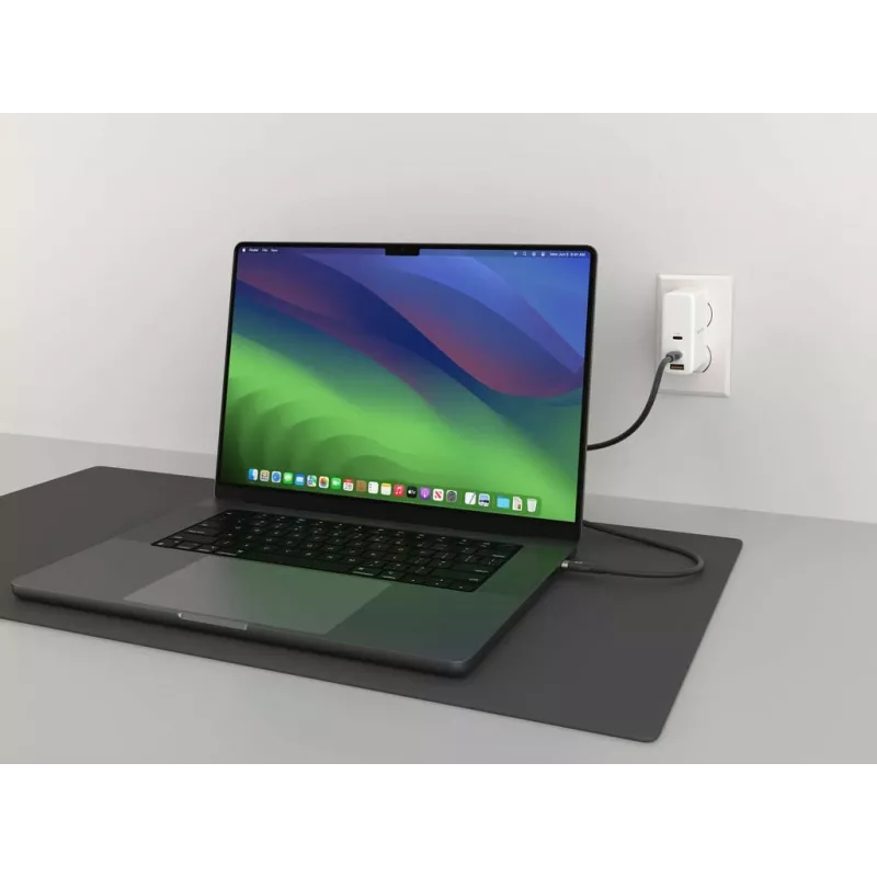 HYPER HyperJuice 240W Silikoninis USB-C į USB-C laidas (6 pėdos/2 m) - Juodas