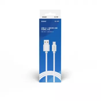 Savio USB 2.0 USB A - Micro USB White CL-167 3 m laidas