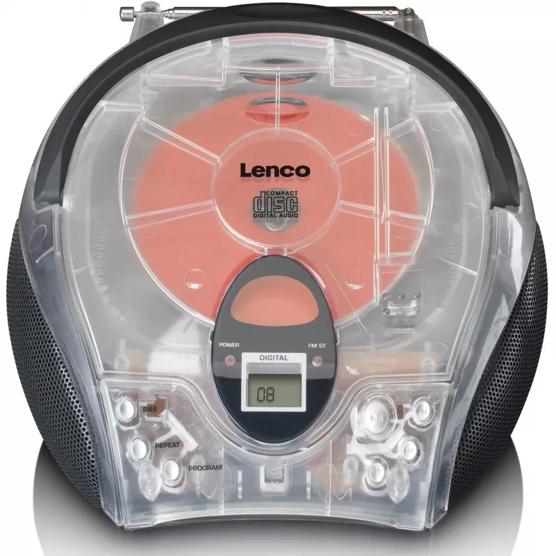 Nešiojamasis radijo CD grotuvas Lenco SCD-24TR — FM, 4 W išvestis, LCD, teleskopinė antena, AC/DC, 6×C baterijos